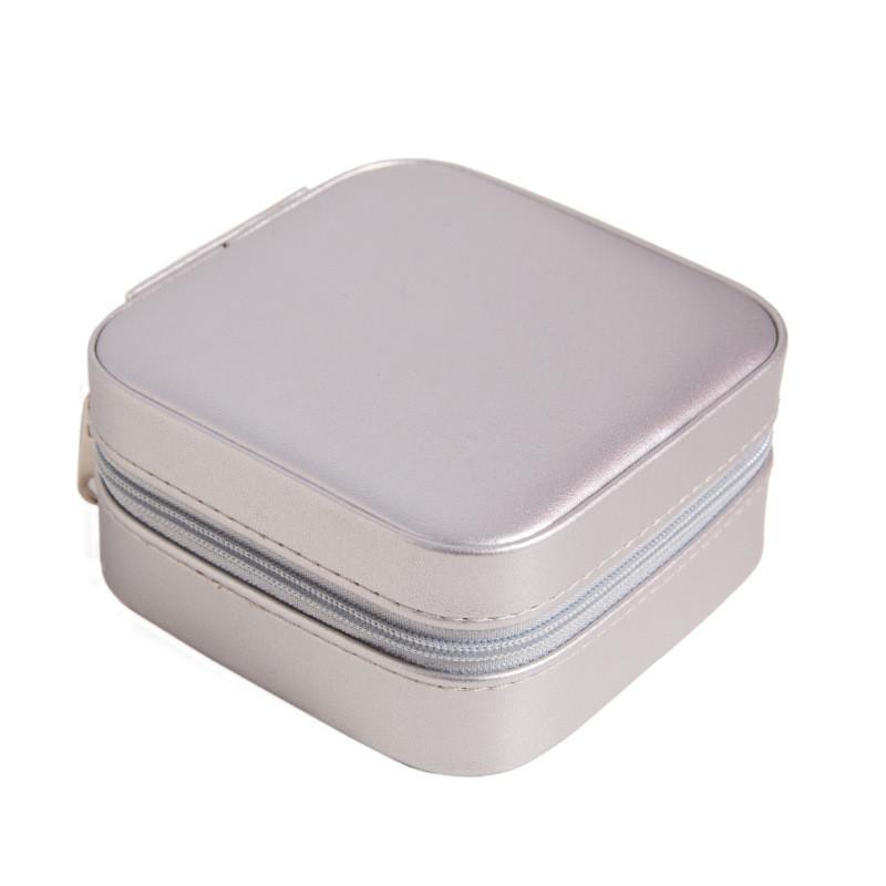 Caja de Joyería Clásica de Cuero Con Espejo Para Guardar Pendientes y Anillos