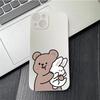 Cartoon Cute Bunny Bear Paired Couple Phone Case For IPhone 13 11 12 15 16 Pro Max Mini X XS XR 14 Plus Lovers Cover Funda Shell