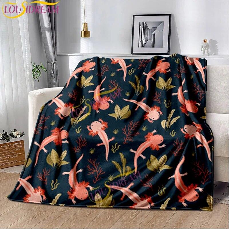 Animal de dibujos animados Ajolote suave felpa ropa de cama sala de estar sofá dormitorio cama mantas picnic impreso lindo Axolotl regalo manta
