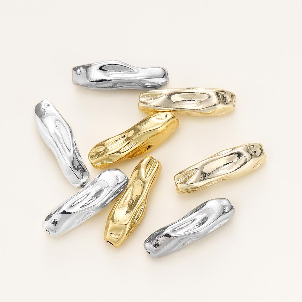 4Pcs/Pack 14/18K Gold Color Plated Metal Brass Threaded Long Beads For DIY Bracelet Jewelry Making Material Accessories