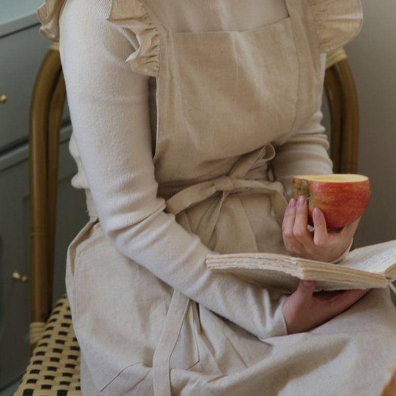 MAISON DE ROOMROOM Natural Frill Apron 2 Types