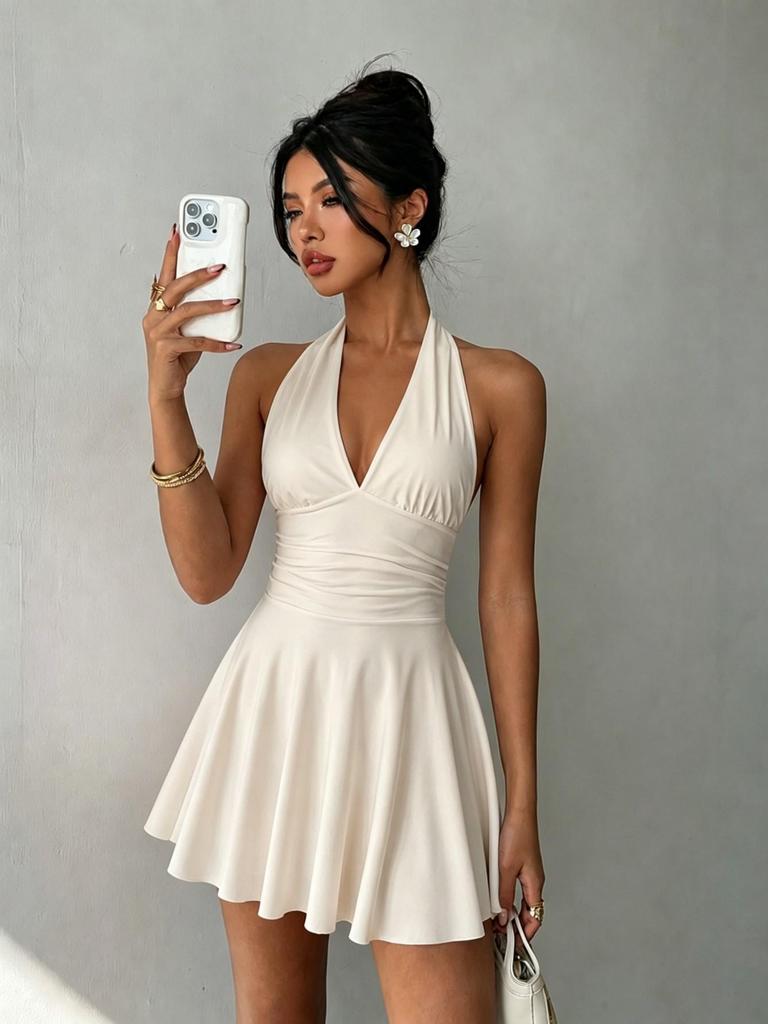 Women's 2025 Backless Satin Halter Dress - Sexy Summer Evening Wear