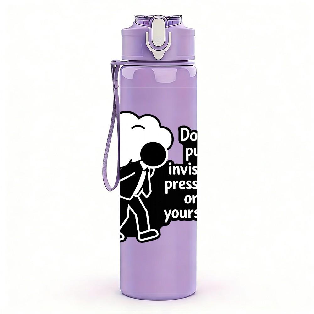 1PC Fight The Haze Slogan Print 750ml Color Plastic Sports Water Bottle Leakproof Flip Straw Lid Suitable for Sports Office Home Use
