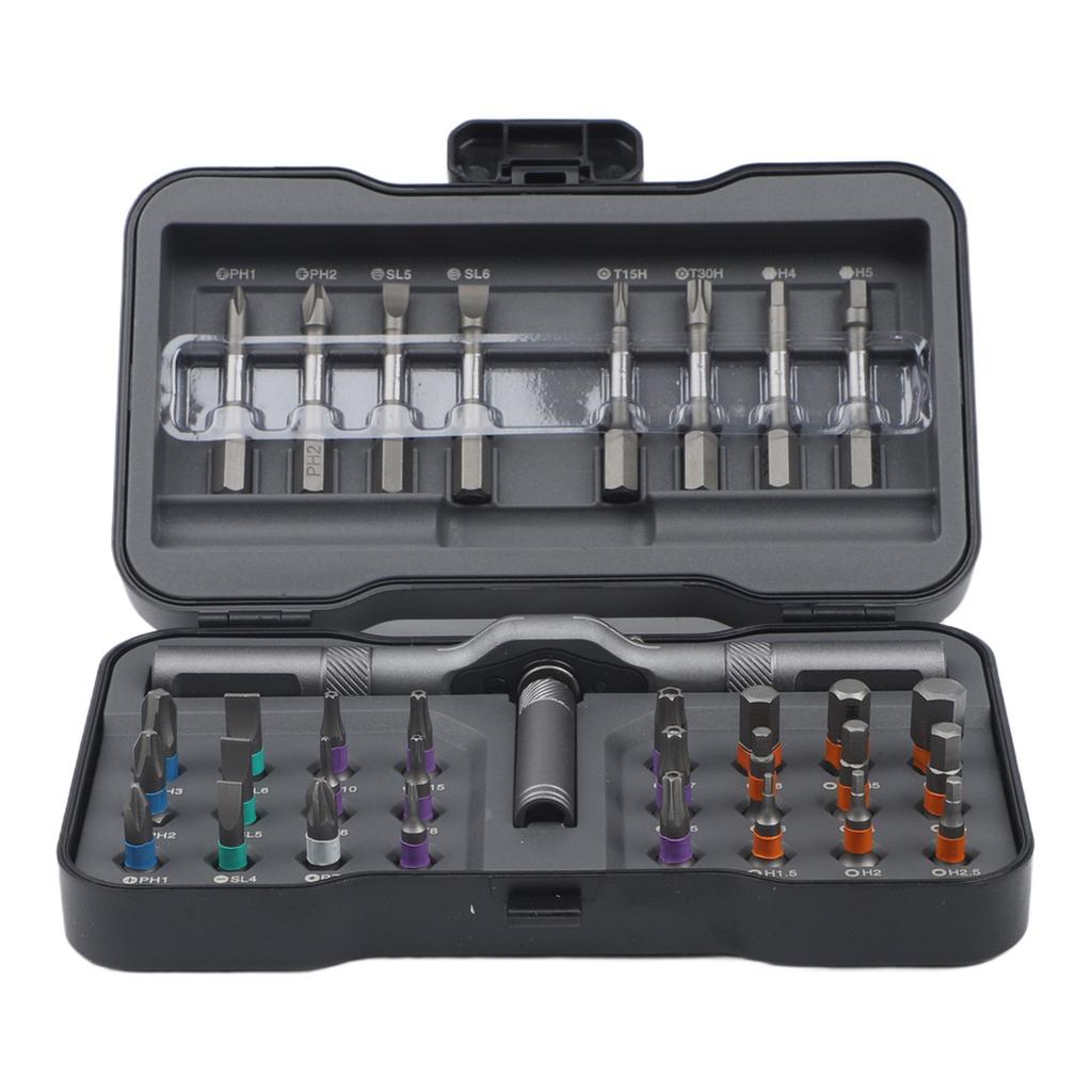 24PCS Short Bits Set Detachable T-Handle Magnetic Ratchet Screwdriver