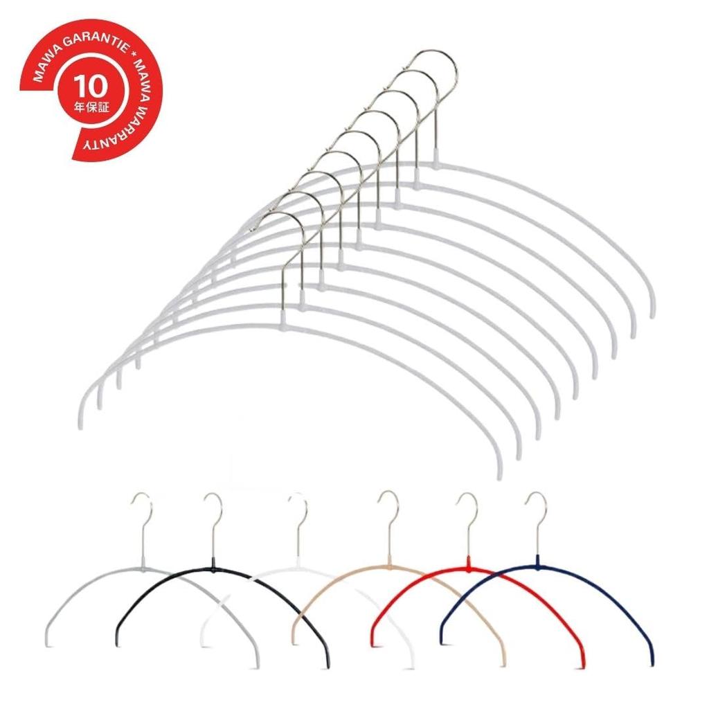 MAWA Hangers Slim Thinnest in the Lightweight Warranty Non-Slip German-Made - Type, 0.4cm Series, 40g, Women's Body-Shaped Hanger, 10-Pack, Silver,