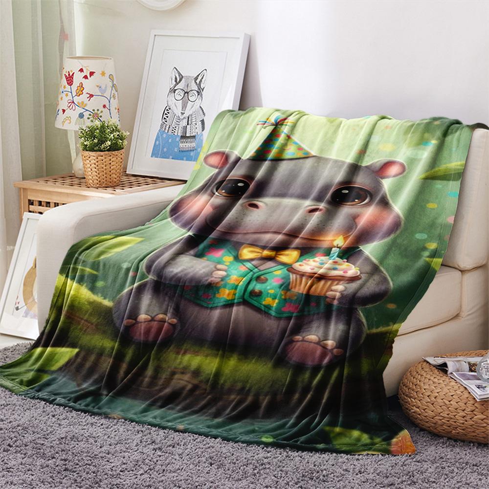 1PC Cute and heartwarming Print FlAannel Blanket, High quality Comfortable for All Seasons, Home Decor, Warmth and Comfort