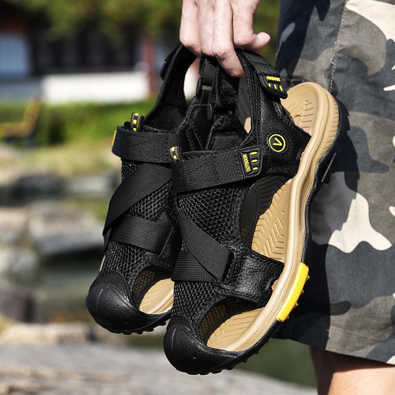 FashionBreathable Anti-skid Beach Shoe Outdoors Summer Flats for Men Cool Drive Casual Sandals Leisure Walk Hollow Out Footwear Sandals