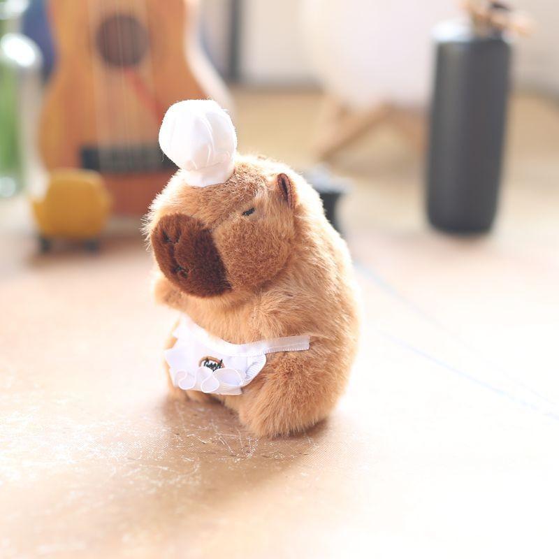 Charming White Capybara Plush Toy Soft Key Ring Cute Decorative Doll Keychain