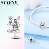 Sweet Cute Pink Cat Bead Copper Genuine Bead Fits Genuine Charm Bracelets Jewellery DoItYourself Beautiful Gift For Women