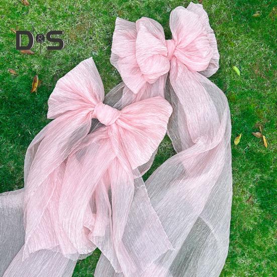 Large Pink Bow Decoration Giant Mesh Bow for Baby Shower Birthday Bachelorette Wedding Engagement Backdrop Room Decor