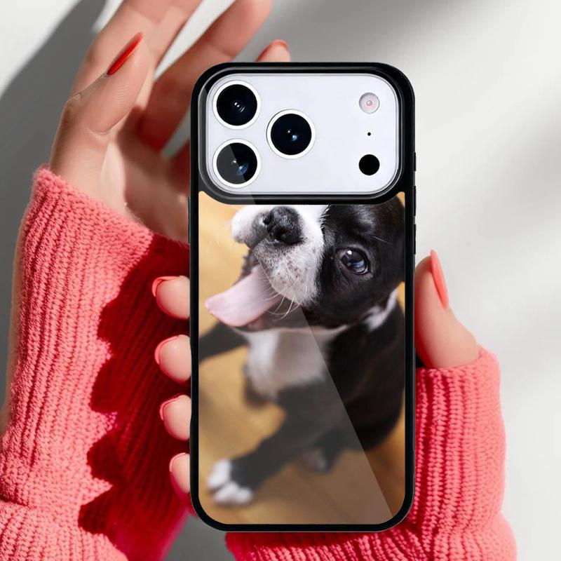 Boston Terrier Hundegesichter Handyhülle für iPhone 17 16 15 14 13 Pro Max Rückabdeckung für 12 11 Pro Coque