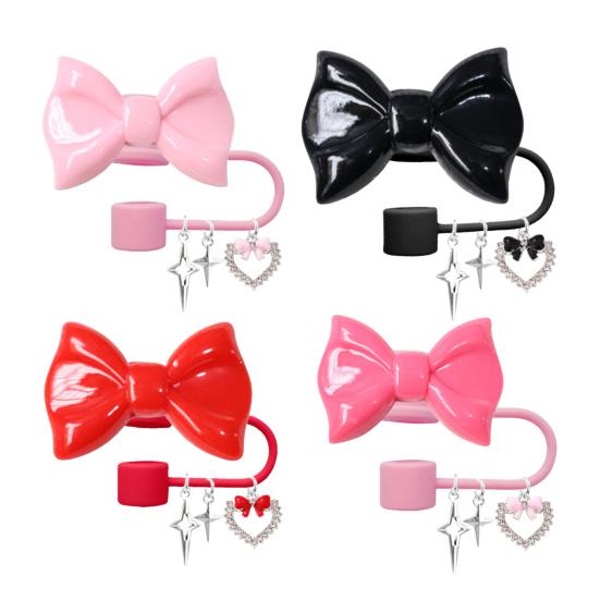 Bowknot Straw Covers for 30&40 Oz Tumblers Silicone Straws Tips Straws Lids Toppers Drinking Straws Protectors 0.4 Inches Cup Accessories