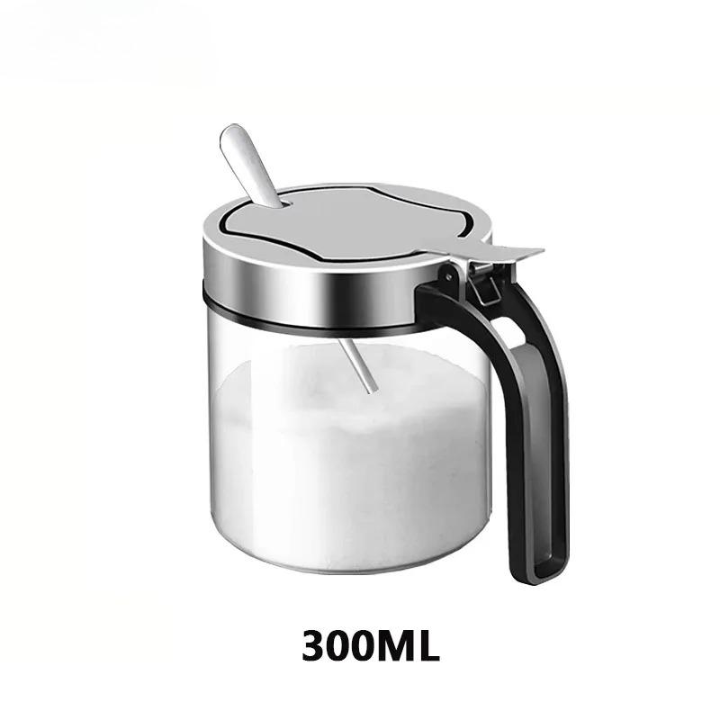 

1Pcs Glass Seasoning Jar Stainless Steel Lid With Spoon Condiment Bottle Salt Shaker Kitchen Supplies Storage Set Spice Boxes