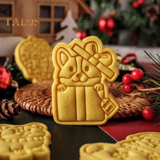 Świąteczny wykrawacz do ciastek 3D Mini kreskówkowy kształt zwierzęcia Stempel do fondantu i ciastek do pieczenia Dekoracja ciasta Motyw świąteczny Corgi Kociak Pies Kot Święta