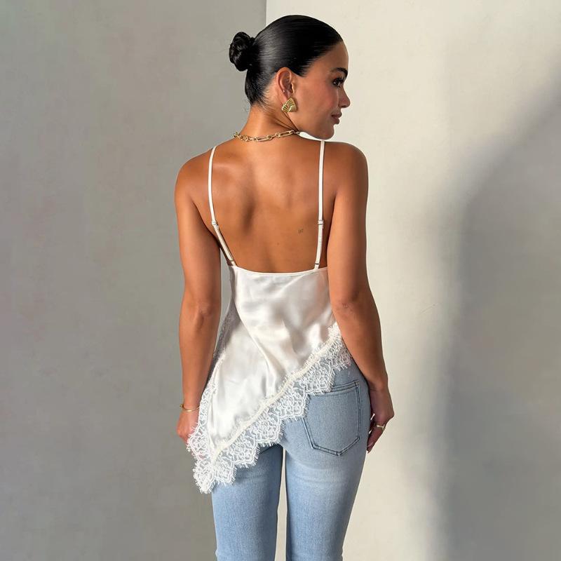 European Style Lace Trim Low-Cut Summer Camisole