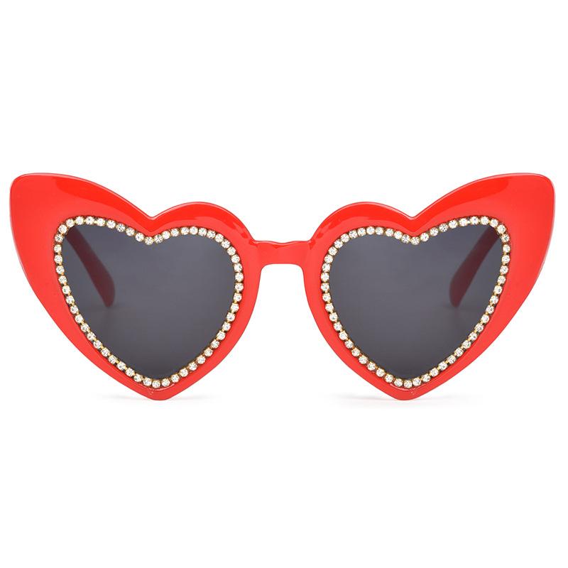 New love diamond-set peach heart love European and American trend sunglasses stage party festival photo sunglasses women