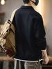 Men's 2025 Autumn Retro Polo Shirt - Trendy Long Sleeve Hoodie with Lapel and Fake Two-Piece Design