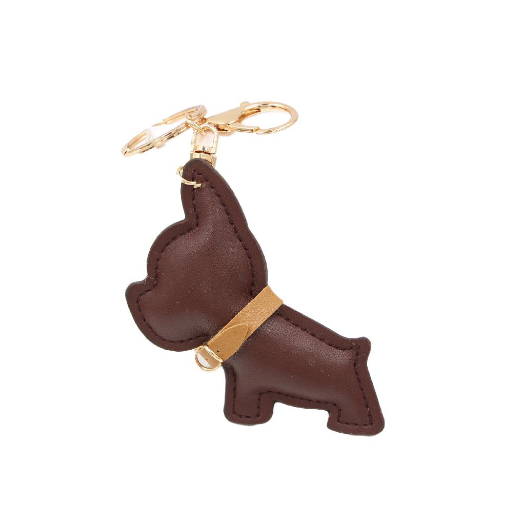 

Брелок милый бульдог натуральная кожа ключи кольца модный специальный дизайн многоцелевой замок женский автомобиль декоративный коричневый