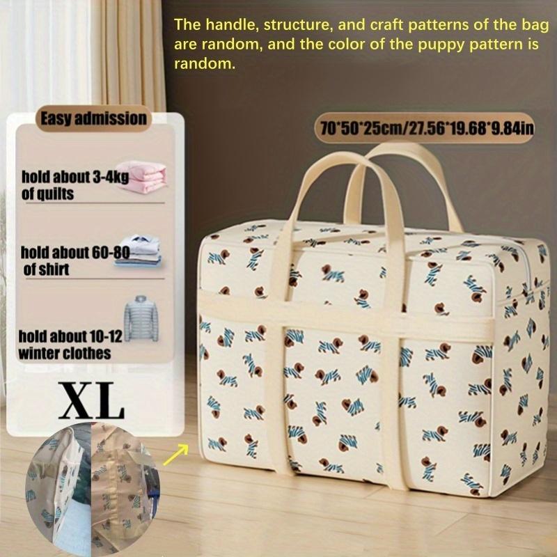 Large Capacity Storage Bag for Clothes Featuring A Cute Dog Pattern, Foldable To Save Space, Suitable for Organizing Luggage During Travel or Moving