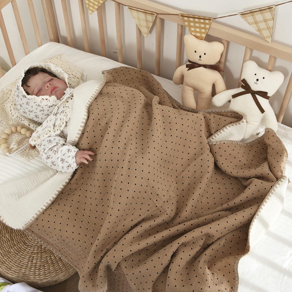 Babydecken für Betten 4-lagige Baumwoll-Swaddle-Musselin-Decke Bettwäsche Leinen Baby-Accessoires Neugeborenen-Badetuch Mutter Kinder