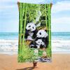 Neuestes Strandtuch Realistische Panda-Familie Bambus-Lotus-Druck Strandtuch Natur-Thema Schnelltrocknend Meeresufer-Pooltuch