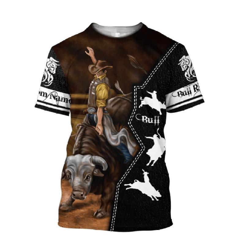 Bull Riding Sports Men's T-Shirt 3D Print Graphic Short Sleeve Round Neck T Shirts Fashion Casual 2024 Unique Design Tee Shirts