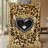 Leopard Heart Luxury 2 Theme Blanket Lightweight Warm Flannel Blanket Decorative Throw Blanket for Home Decoration