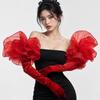 Elastic Ruffles Velvet Mittens Elegant Wedding Bridal Gloves Vintage Long Gloves  Dress Accessories