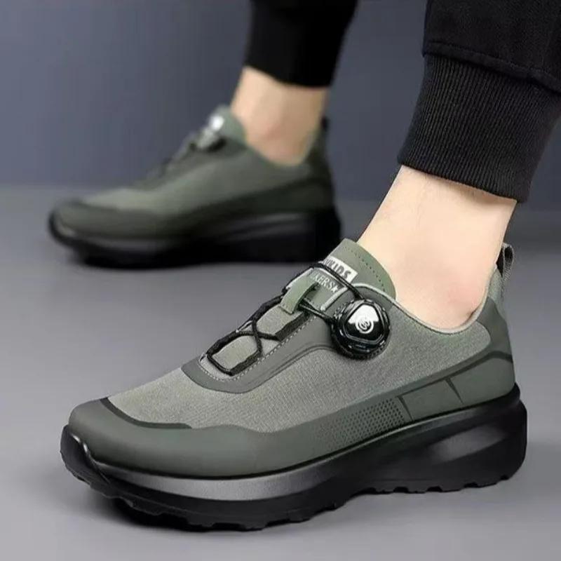 Originální Nové Pánské Běžecké Tenisky s Otočným Knoflíkem Platforma Ležérní Chůze Outdoorové Odolné Běžecké Sportovní Boty Plus