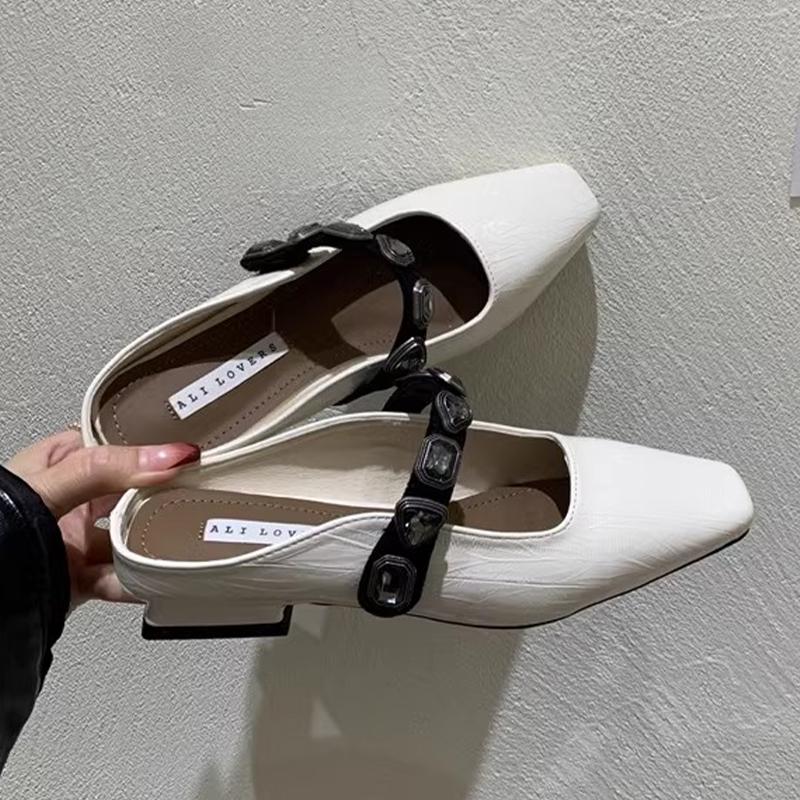 Fashion Fashion Women Slippers Slingback Square Toe Mules Shoes Dress Designer Woman Heeled Sandals 2025 Summer Party Sandalias De Mujer