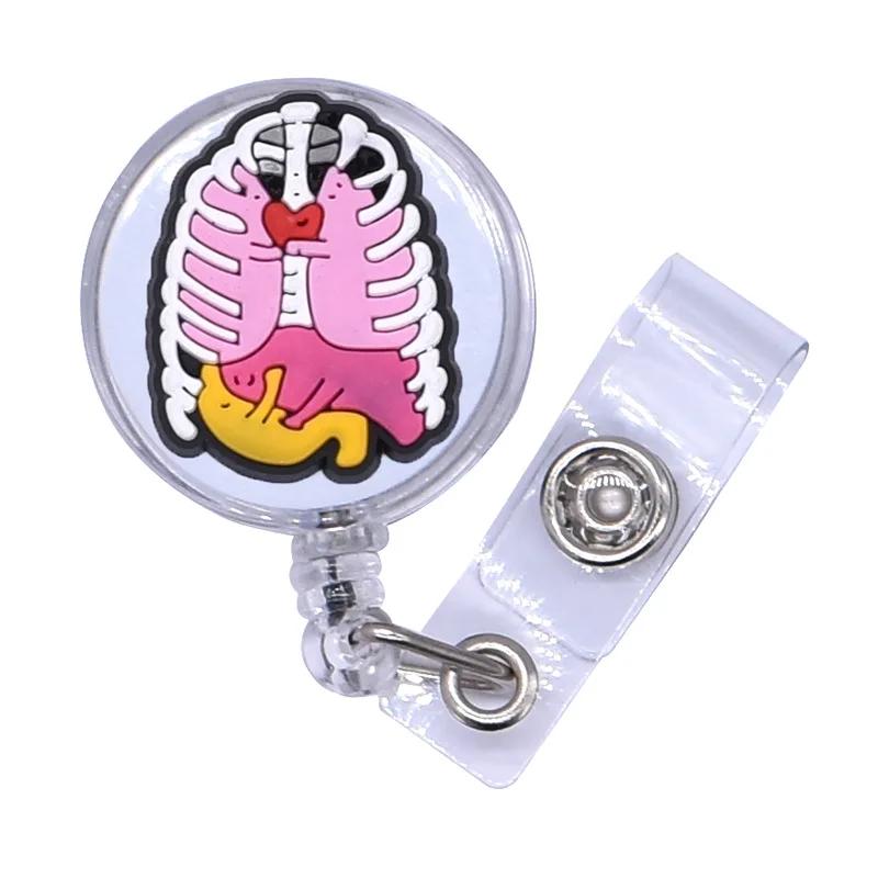 1pc High Quality Silicone Retractable Hospital Nurse Badge Holder Reel Cute Cartoon ID Card Holder Keychains