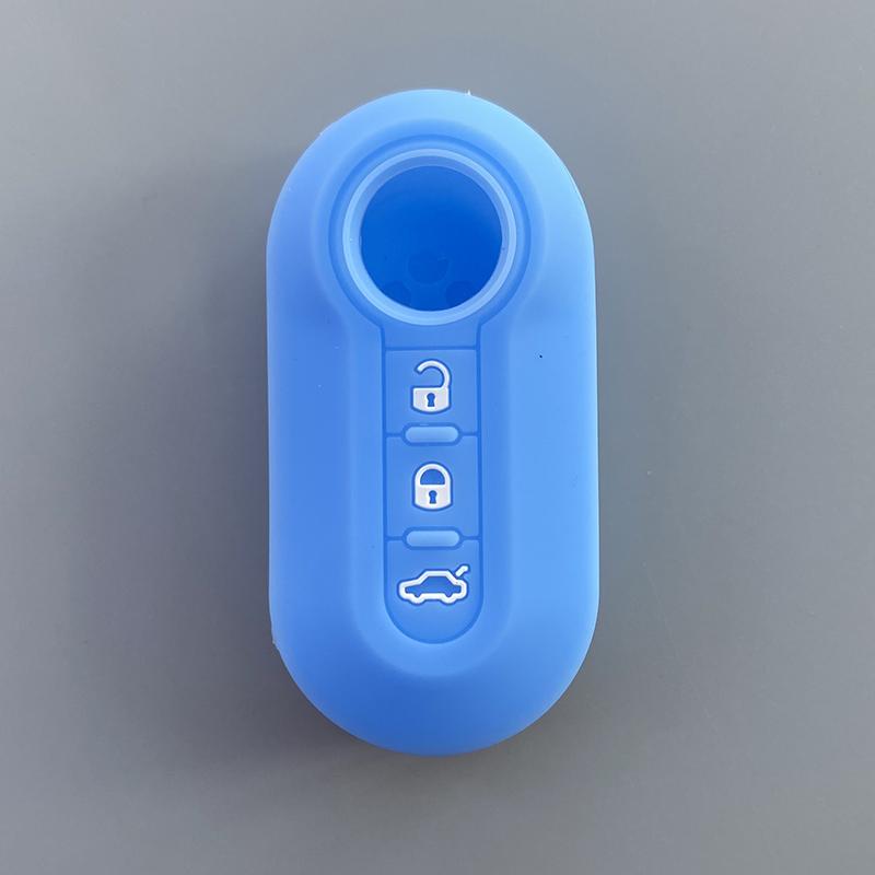 Silicone car key cover case shell for Fiat 500 Punto Panda  Bravo 3 button foldingKey Car Accessories
