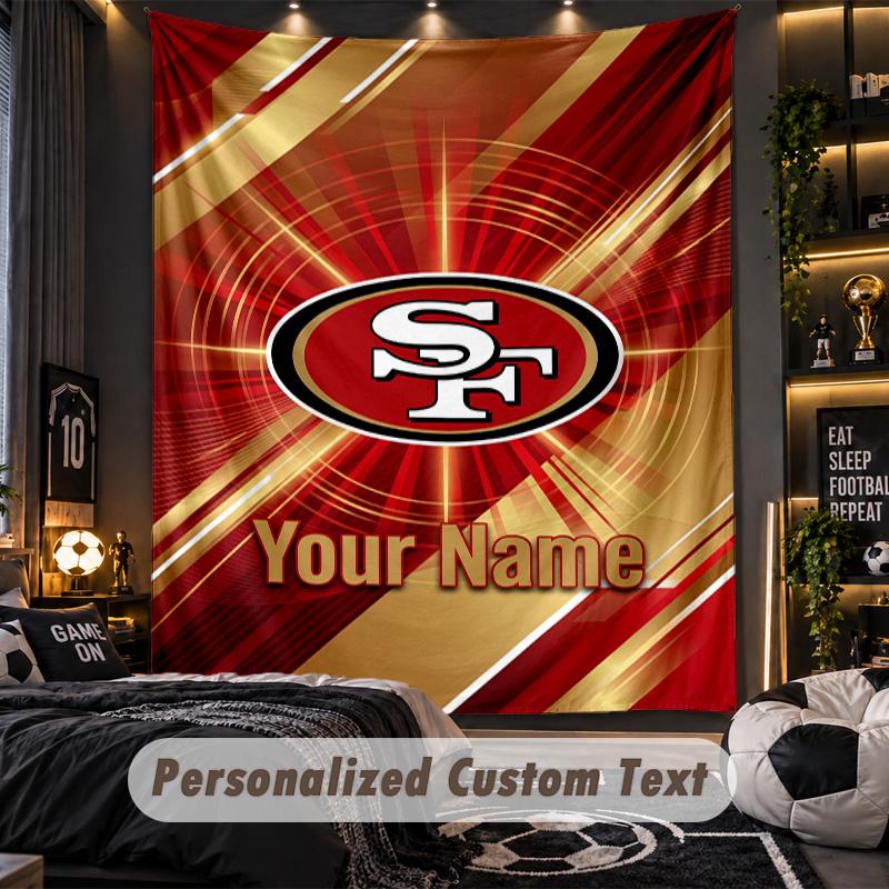 TapestrySan Francisco 49ers Custom Name Text Personalized Wall Hanging Tapestry Home Wall Decor