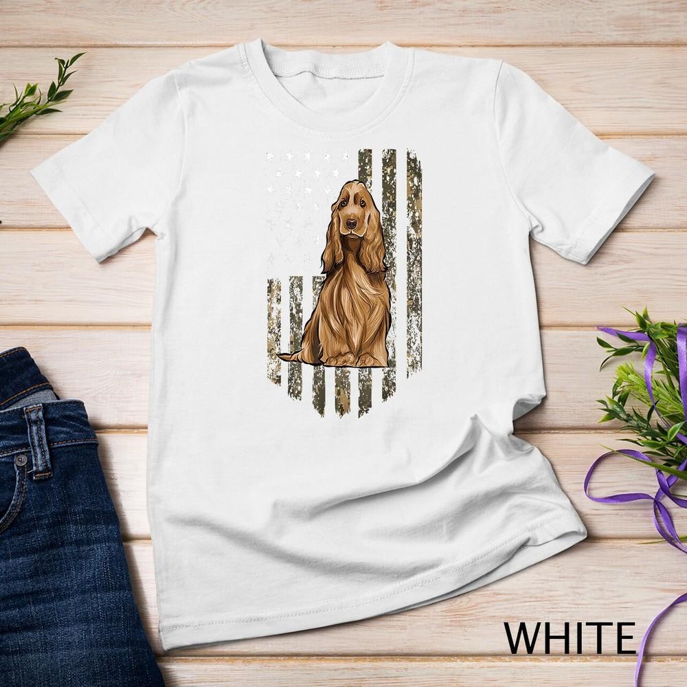 Camo American Flag English Cocker Spaniel 4th Of July USA Unisex T-shirt XL