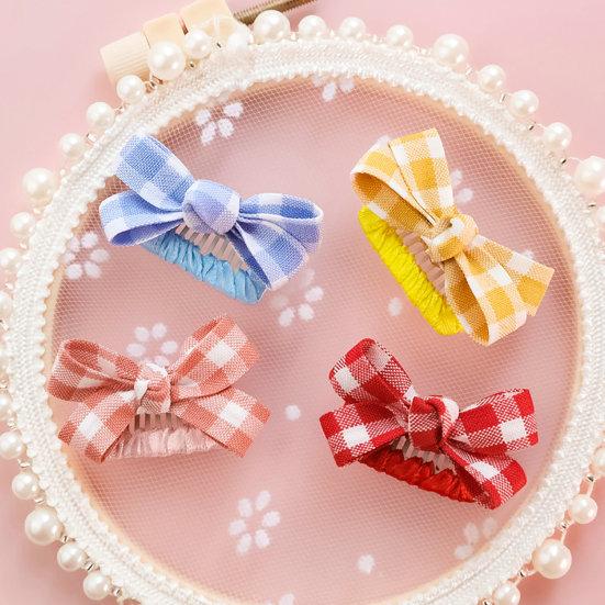 Pet Hair Clip Adorable Elegant Plaid Print Pet Cat Dog Bowknot Hair Bows Pet Supplies