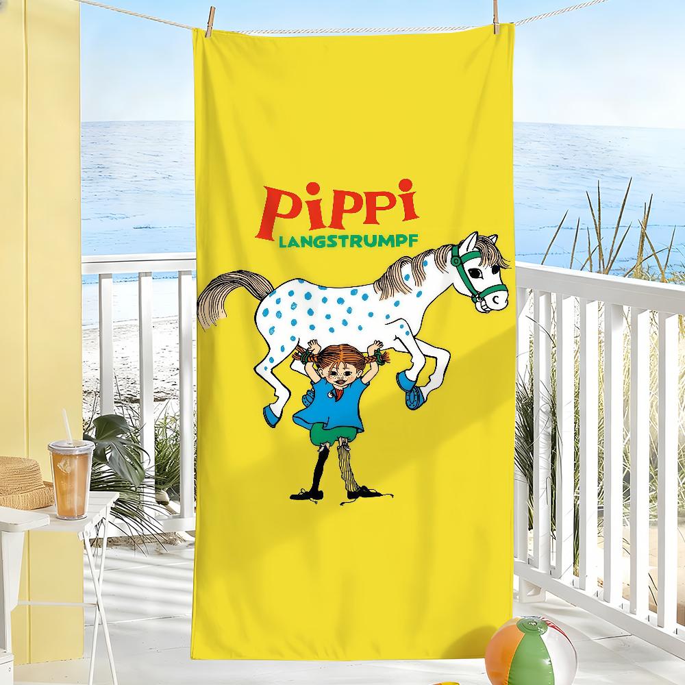 Asciugamano per asciugatura P-Pippi Calzelunghe Carino Cartone Animato Asciugamano da Bagno Applicabile per Nuoto Leggero Campeggio Yoga Spiaggia Fuori