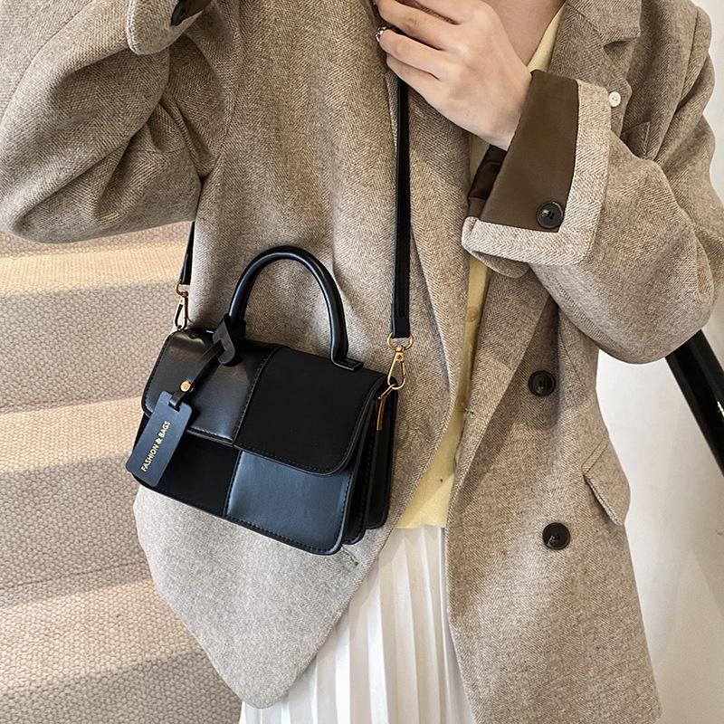 Premium Splicing Hand-Held Compact Square Bag Women'S Simple And Versatile Shoulder Bag Fashionable And Stylish Crossbody Bag X