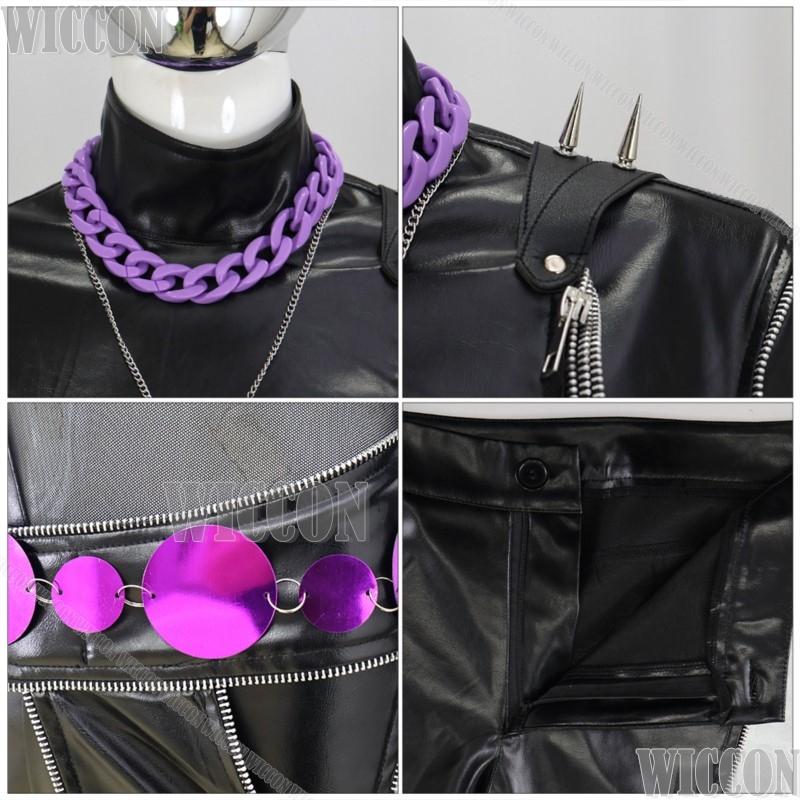 Black Leather Battle Uniform Rumi Demon Hunter K Pop Girls Cosplay Full Set Girl Woman Suit Halloween Party Carnival Outfit Cos