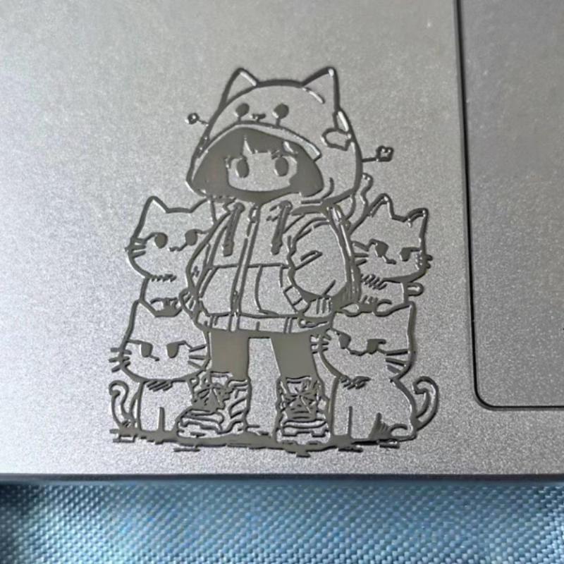 Waterproof 3D Metal Stickers With Girl And Cat Cartoon Characters For Phone Laptop DIY Decoration Creative Aesthetic Style