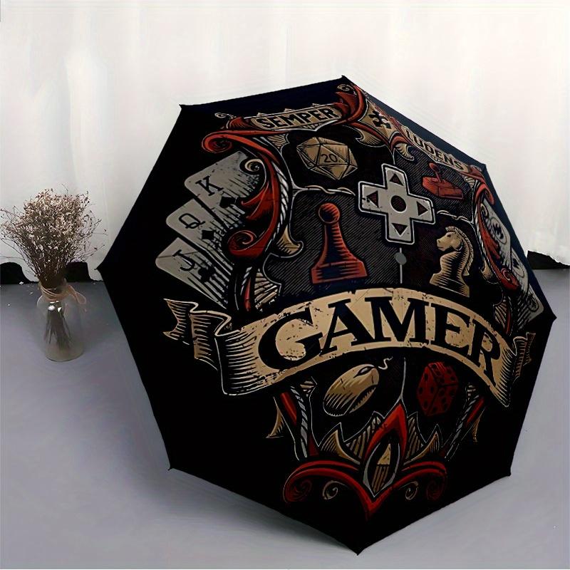 1pc Gamer Crest Auto Open/close, All-Season Portable Folding Umbrella for Women & Men, Travel, Everyday, Formal Events - Compact Luxury Parasol, Outdo