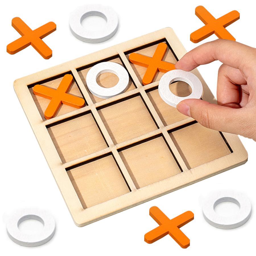 Tic Tac Toe Game Classic XOXO Board Game Family Fun Travel Toys Strategy Toys Perfect for Birthday Gifts Wooden 3x3 Grid JXB