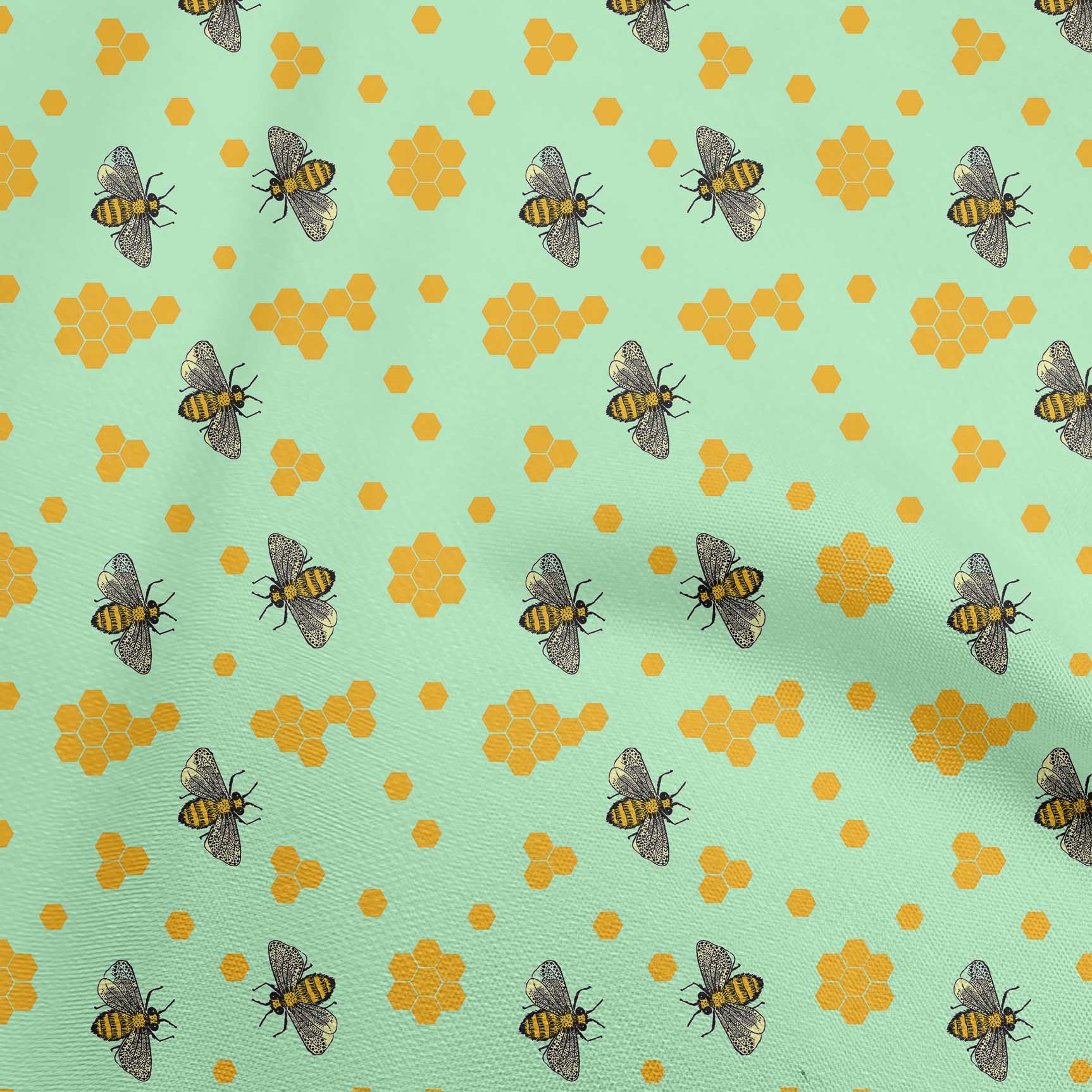 

OneOone Бавовняний поплін Aqua Blue Тканина Honey Bees Craft Projects Decor Fabric Printed By The Yard 42 дюйми 42 Inch Wide - Viscose Chiffon м ята зелений колір