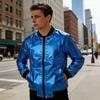 Men Coat Stand-Up Collar Threaded Cuffs Long Sleeve Jacket Coat Golden Stamping Shiny Outerwear Versatile Spring Autumn Casual Wear