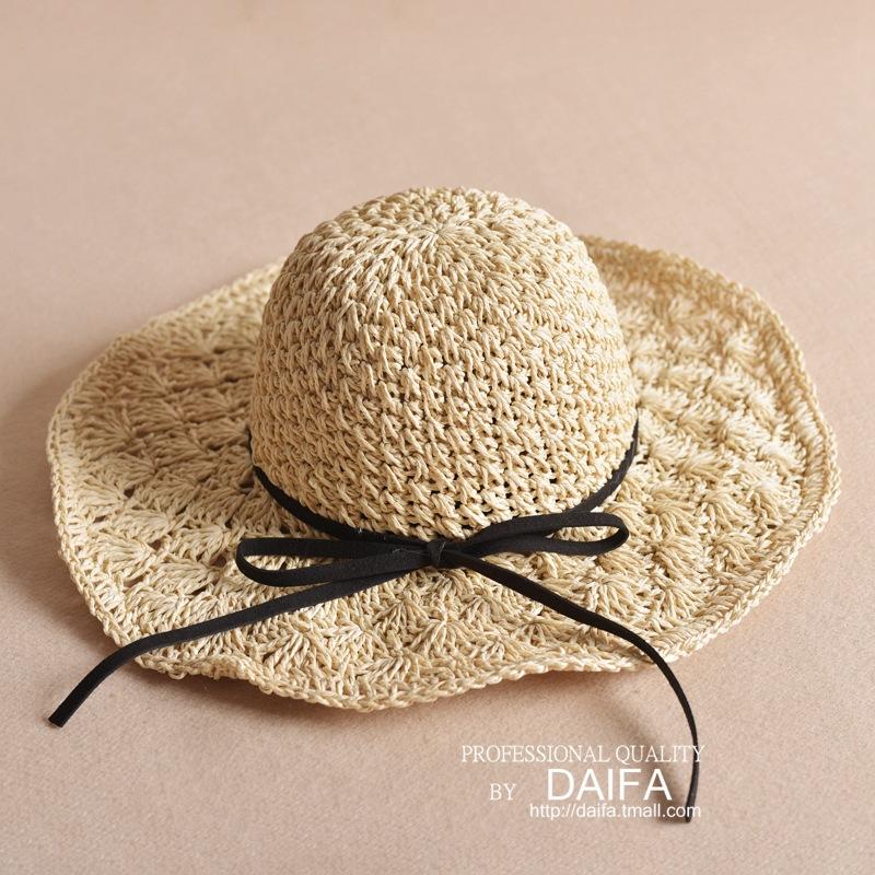 

Parent-child straw hat mother summer big brim sun hat beach hat sun protection foldable vacation hat children s baby hat Kids Edition (52-54)