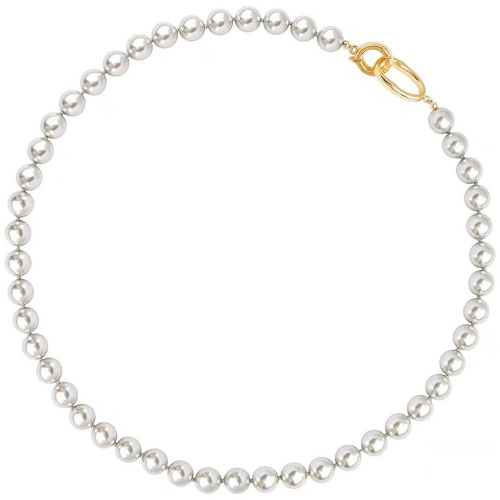 Flax Silver Gray High-Quality Round Pearl Necklace - Trendy 2023 Light Luxury Sweater Chain for Women