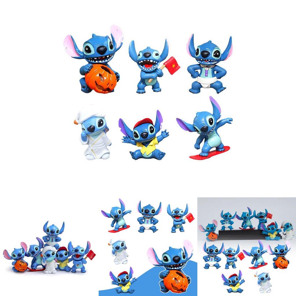 Conjunto Espetacular de 6 Peças de Enfeites de Carro de Halloween do Stitch Para Festas Infantis