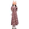 Summer Red Floral Dress Children's New Waist Explosion Long Dress Coffee Break French Temperament Advanced Sense