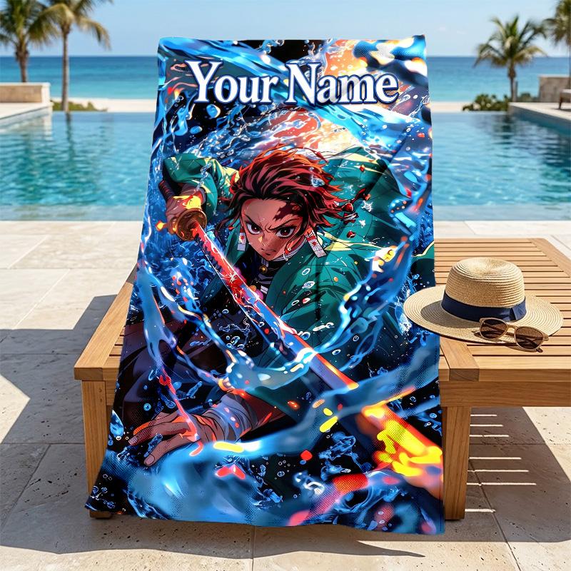 Custom Name Name Stylish Digital Printing Beach Towel Quick‑Drying Absorbent Blanket for Beach Pool Gym Travel