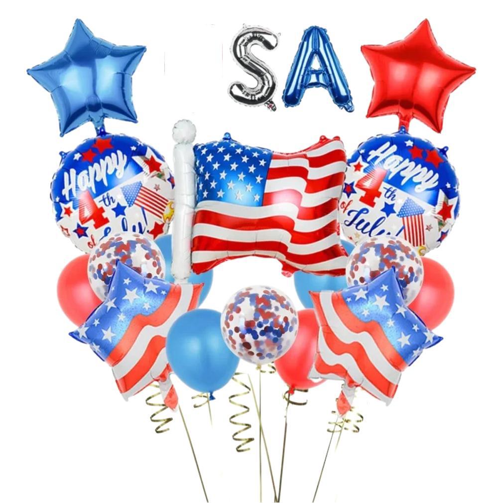 Onafhankelijkheidsdag Aluminiumfolie Ballonnenset Amerikaanse Vlag Usa Feestversiering Decoratieve Ballonnen