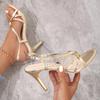 2024 Sandals Women's Shoes Summer High Heels Stiletto Elegant Party Stripper Fashion Sexy Gold Designer Women Sandals